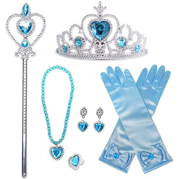 3Sets Princess Belle Dress Costume Glove Tiara Earring Ring Dress up Xmas